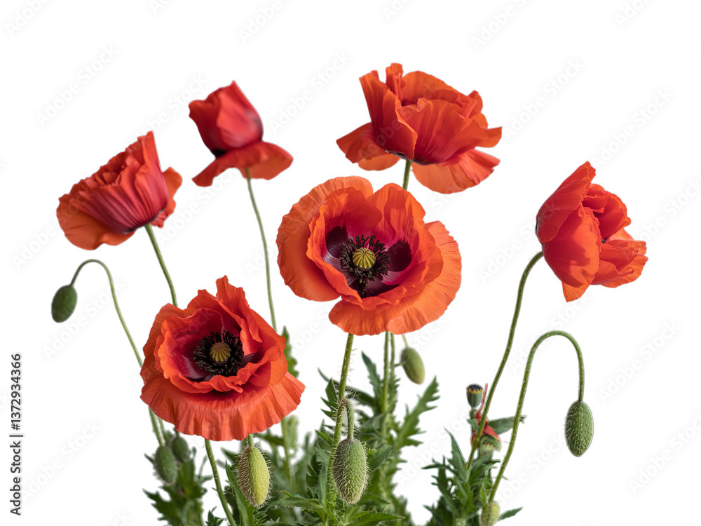 Obraz premium Red poppies symbolizing Anzac Day, Remembrance Day, Memorial Day, and Veterans Day