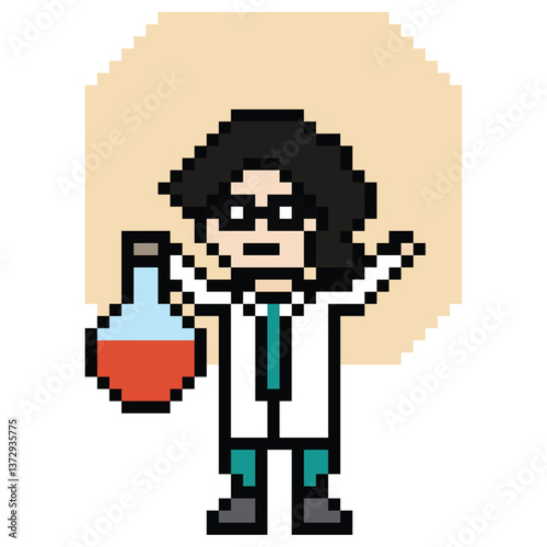 Cute pixel cartoon 8 bit character woman doctor scientist game care decoration pharmacist female doctor uniform lady in hospital 8 bit woman pixel art game 8bit png vector.