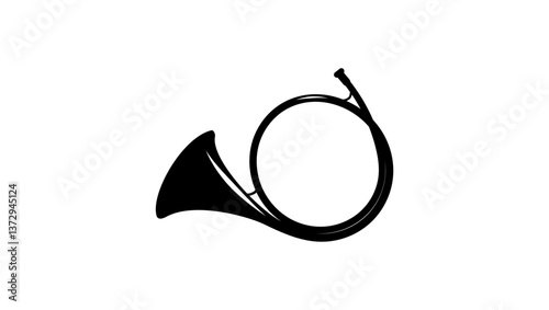 St Hubert Hunting Horn, black isolated silhouette
