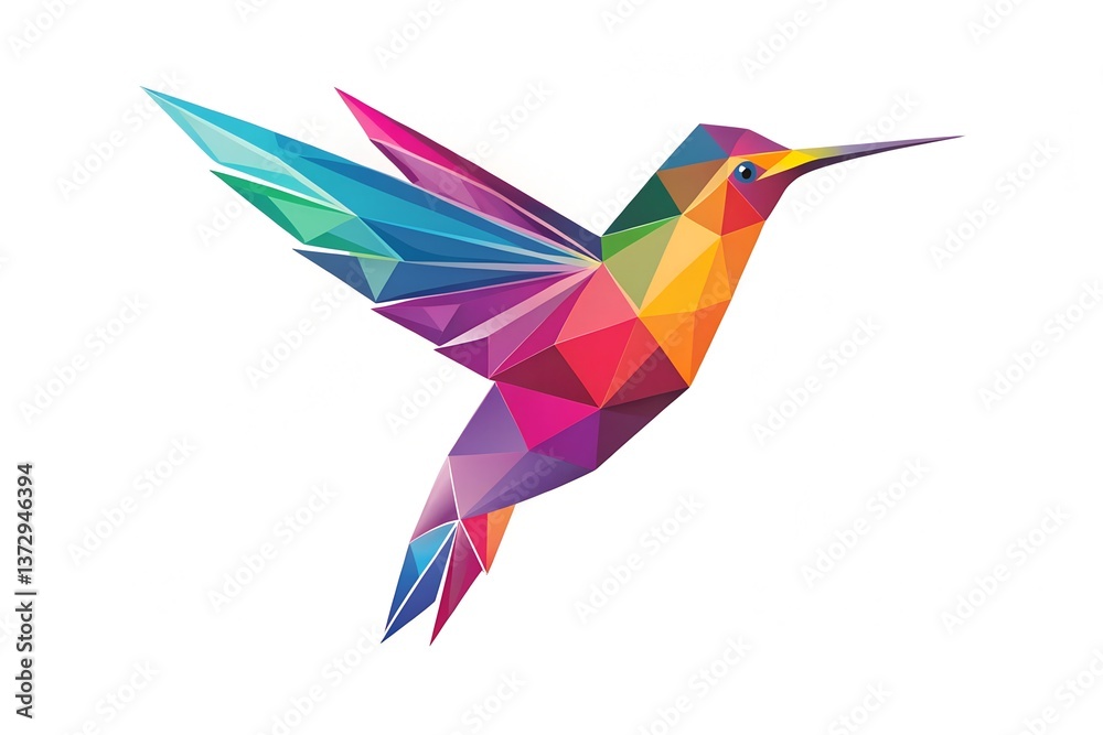 Fototapeta premium logo of Flaying hummingbird Bird Colorful vector Style. colibri icon