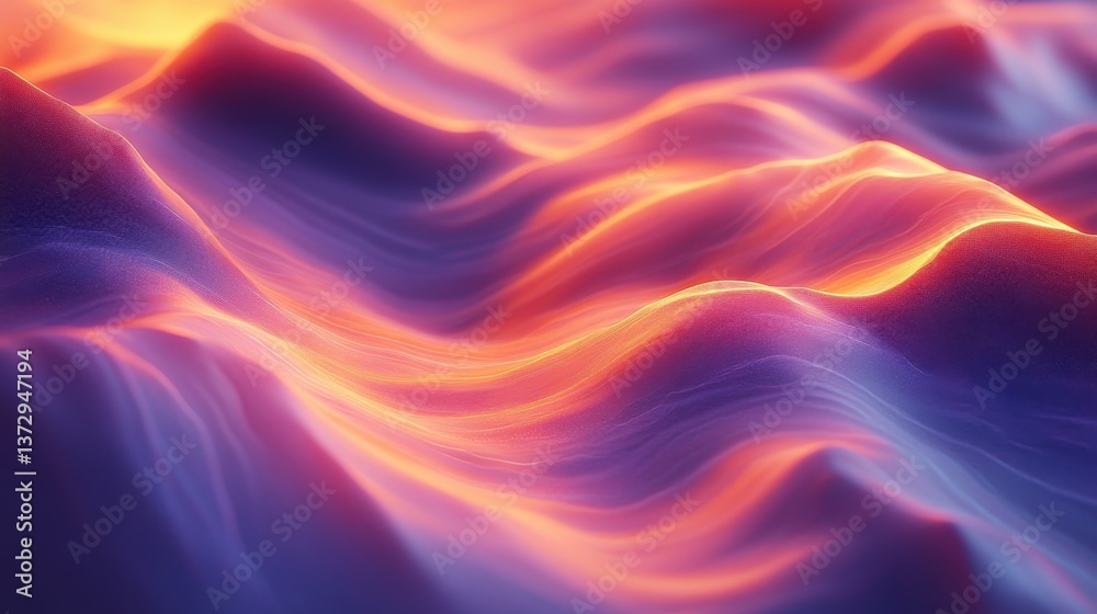 Obraz premium Colorful Abstract Waves in a Surreal Digital Landscape