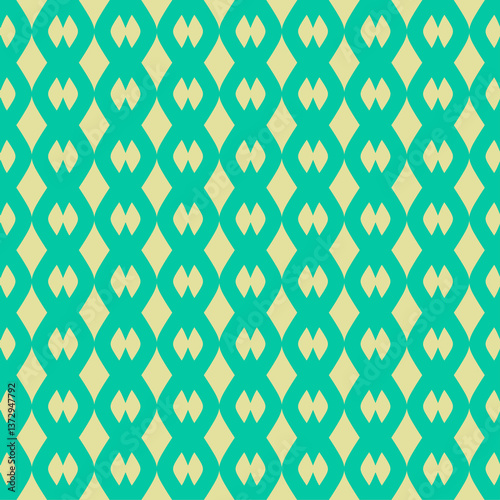 Seamless Geometric Teal and Cream Pattern