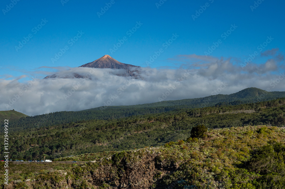Aerial view at the Teide volcano in Tenerife.