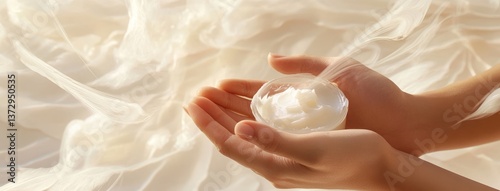 Woman massages coconut oil balm softens hands promotes youthfulness