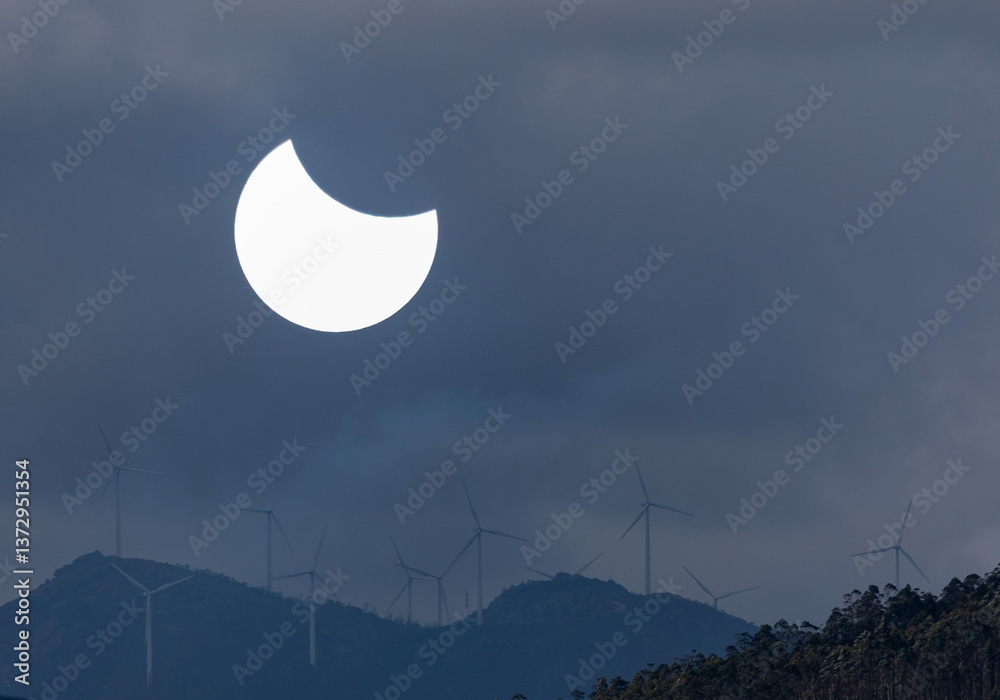 Partial solar eclipse in Galicia, Spain