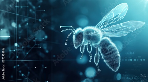 digital bee, technology background
