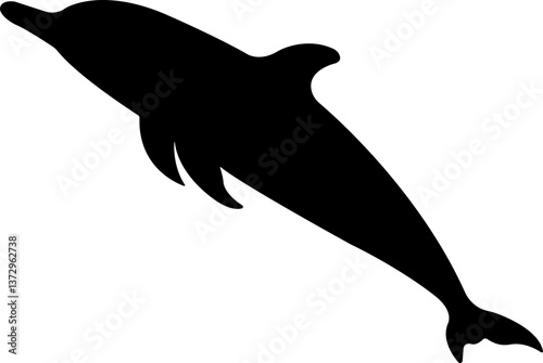 Jumping dolphin fish icon in flat. isolated on transparent background