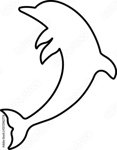 Jumping dolphin fish icon in line. isolated on transparent background
