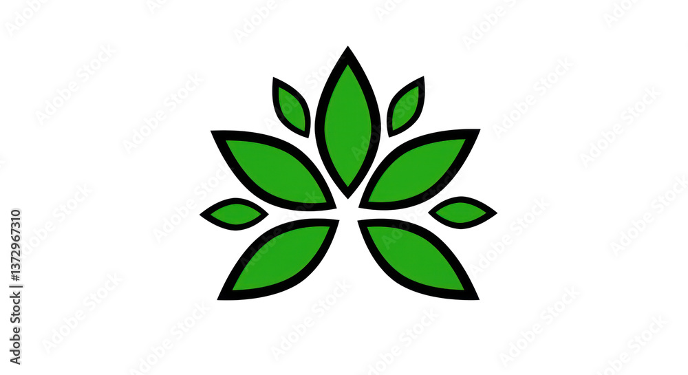 Isolated Lotus Icon, Green Leaves Isolated Lotus Icon, Green Leaves