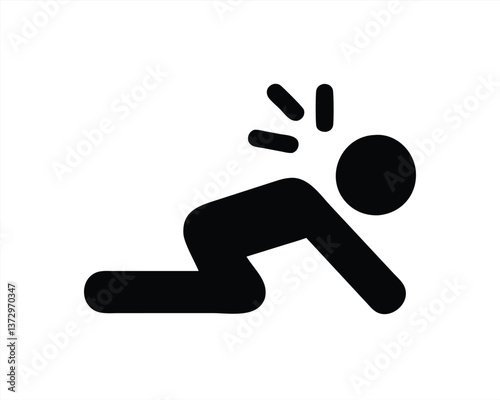 Human figure crawling with urgency in a minimal vector illustration