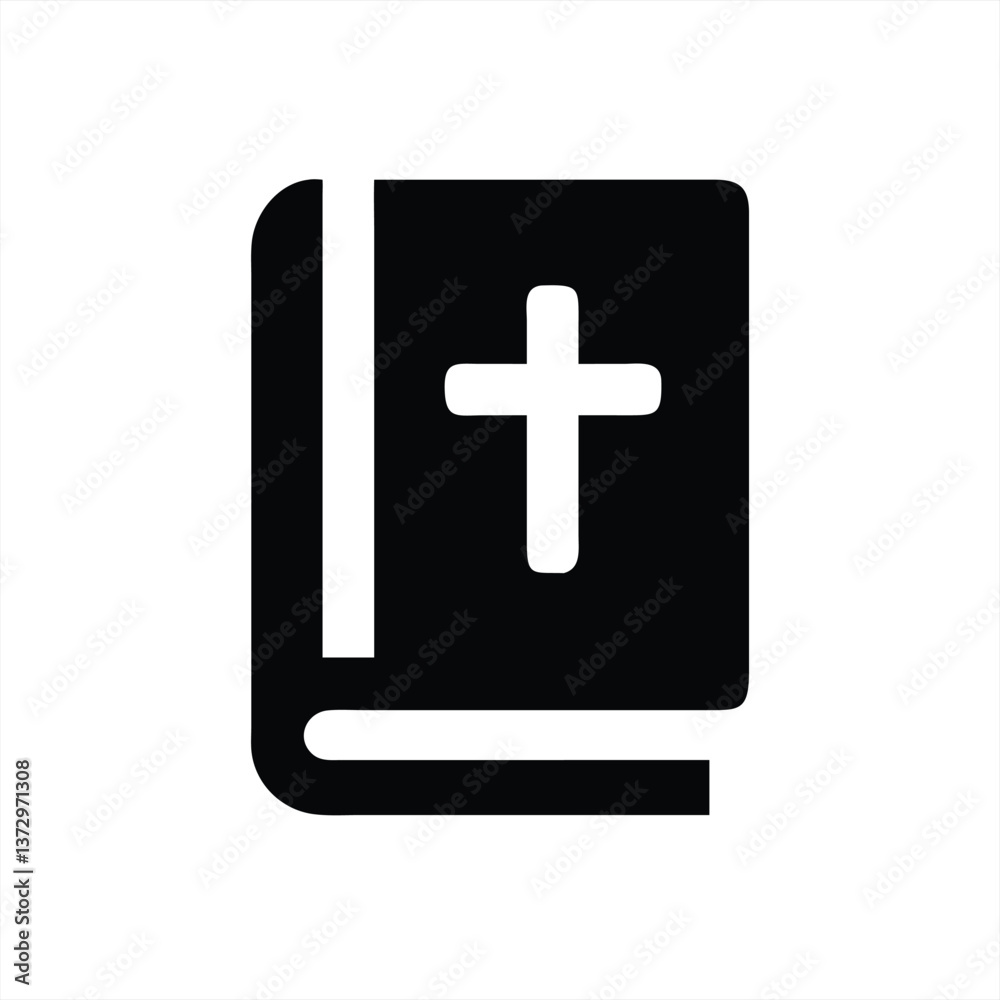 Black religious book with a cross symbol on white background Black religious book with a cross symbol on white background