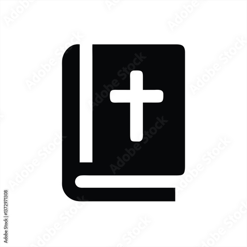 Black religious book with a cross symbol on white background