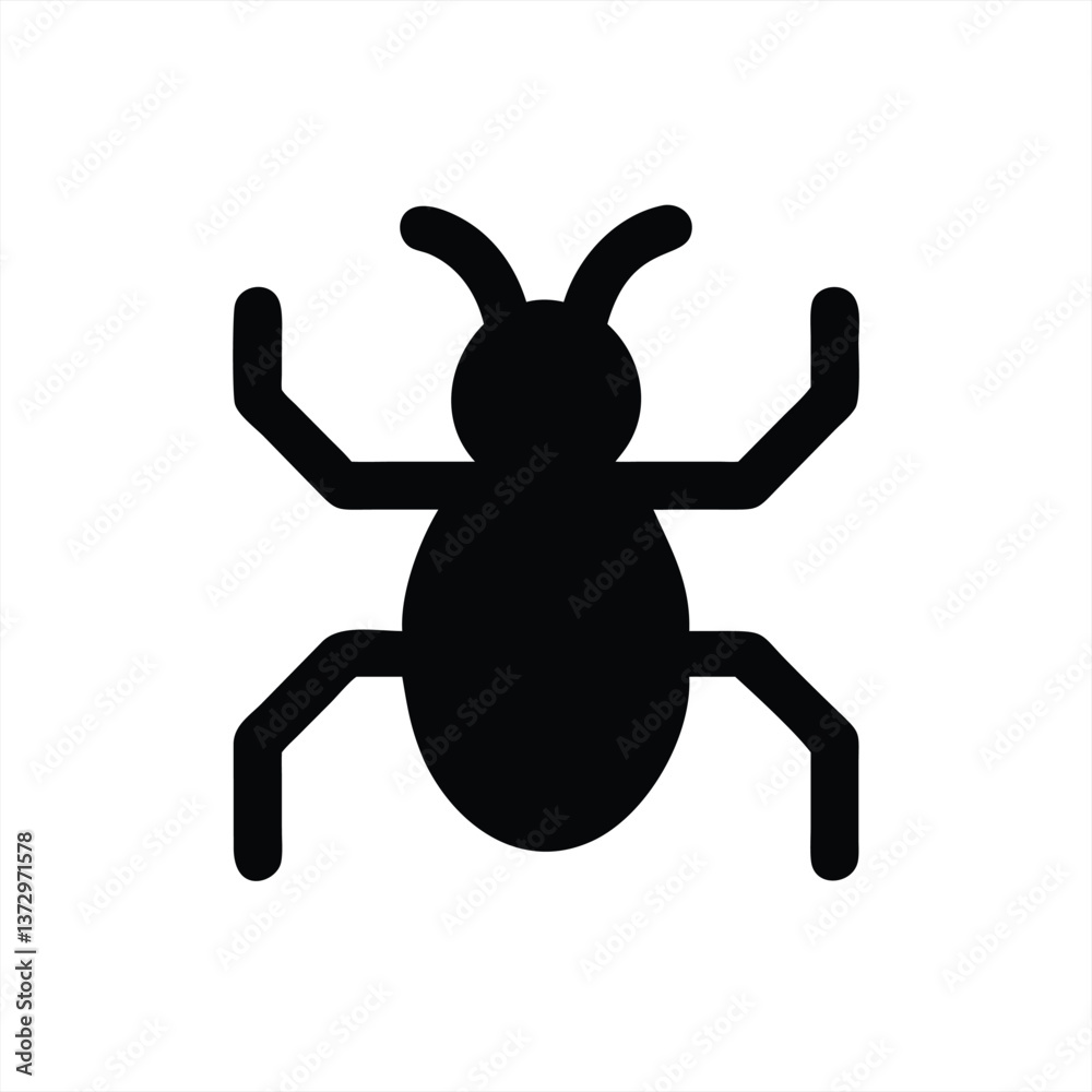 A vector illustration depicting a black silhouette of an insect A vector illustration depicting a black silhouette of an insect