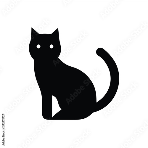 Black cat silhouette illustration on a plain background