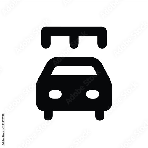 Car wash service with automated brush mechanism depicted in vector art