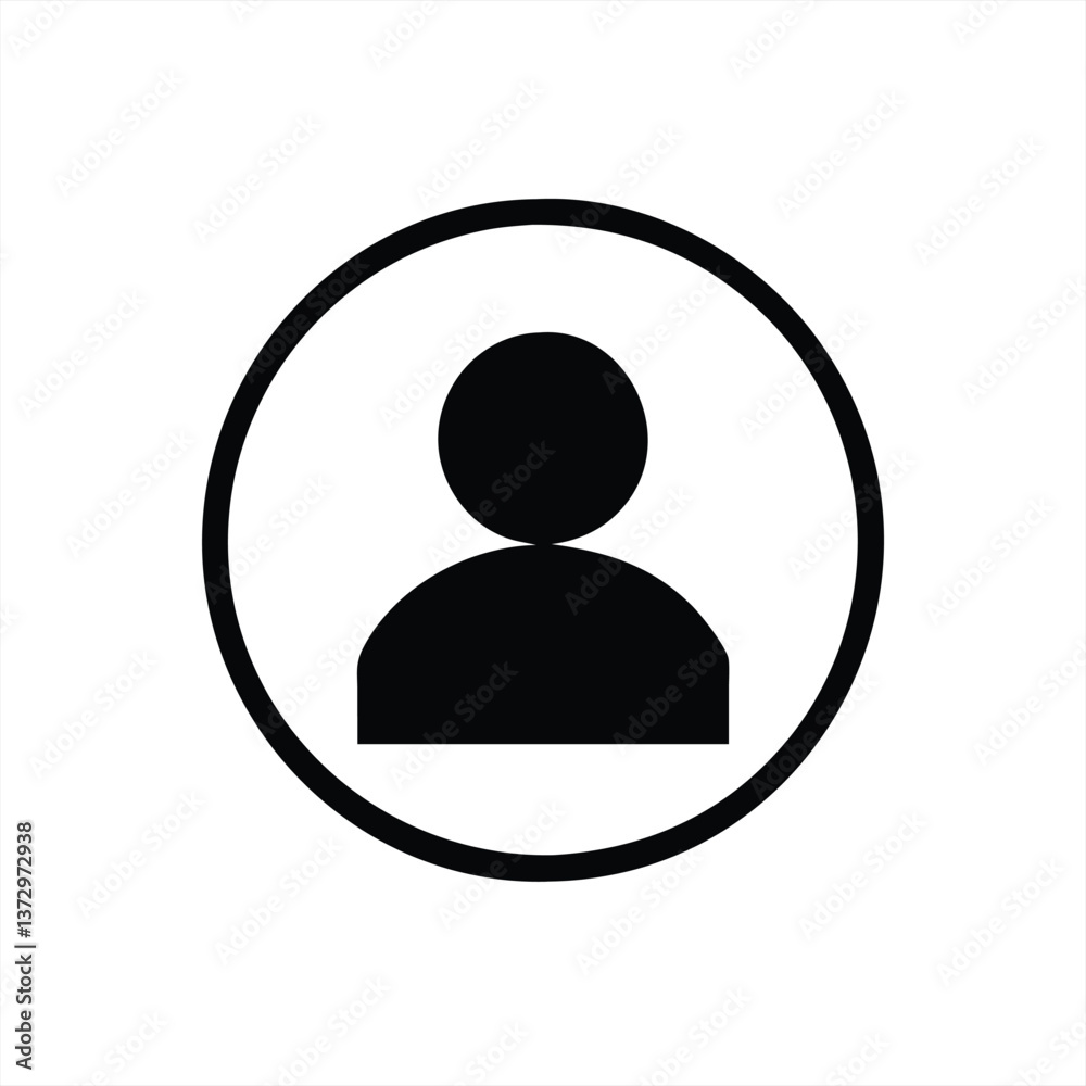 Minimal vector illustration of a person silhouette in a circle Minimal vector illustration of a person silhouette in a circle