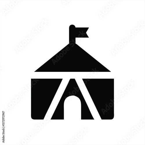 Festive circus tent illustration with flag topping