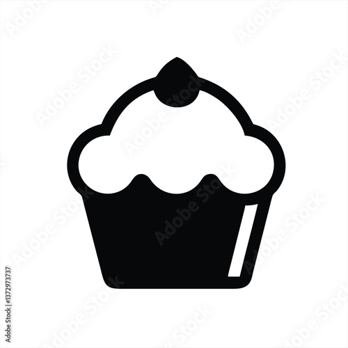 Cute vector illustration of a cupcake with frosting and cherry