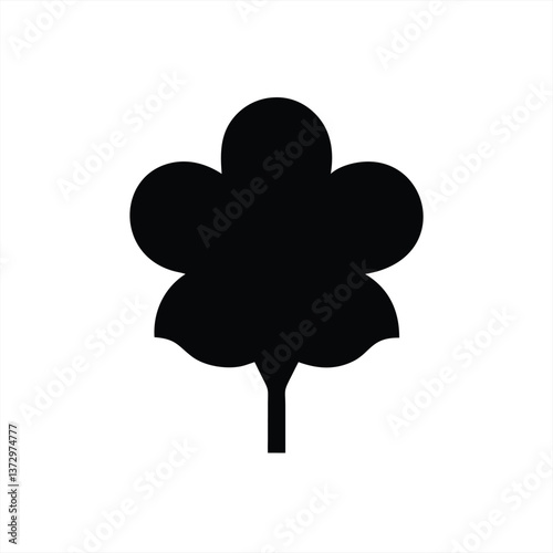 Minimalist vector illustration of a black four leaf clover plant