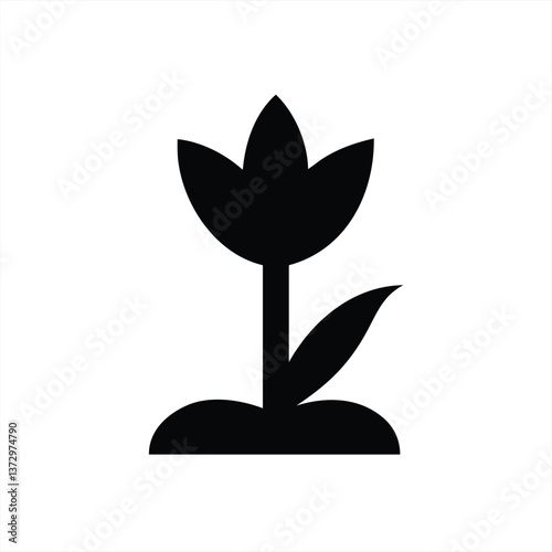 Simple black flower vector illustration on a white background