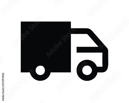 Black vector illustration of a delivery truck in a simple design