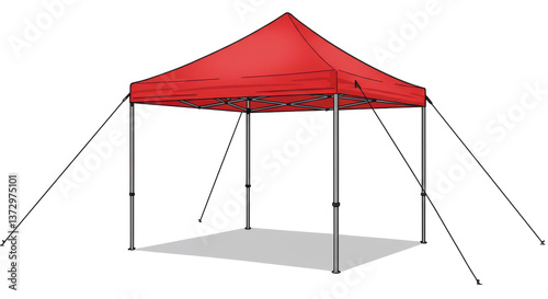 Isolated Red Event Tent on White Background