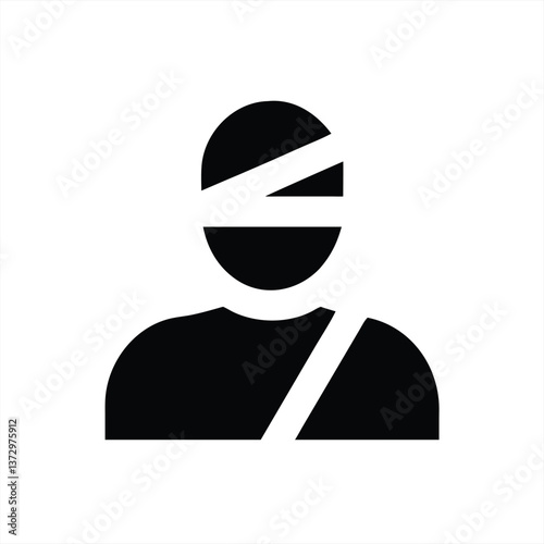 Person with bandages and a sling in a minimalistic vector design