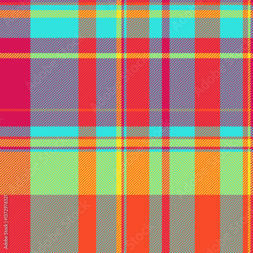 Vibrant multicolor plaid pattern.  Perfect for textile design, fashion, website backgrounds, or any project needing a bold, energetic aesthetic.