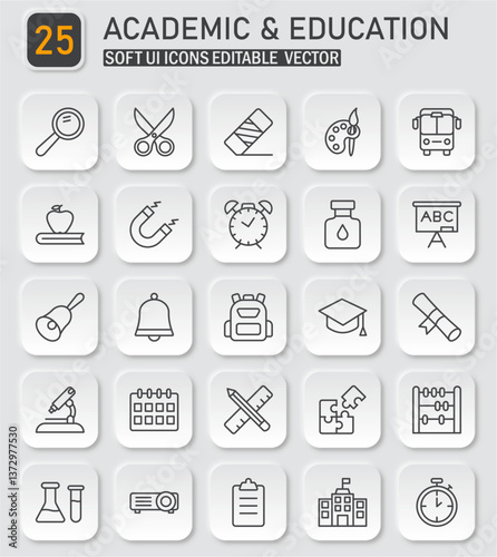 Academic and educational line icons providing sleek and modern designs for projects