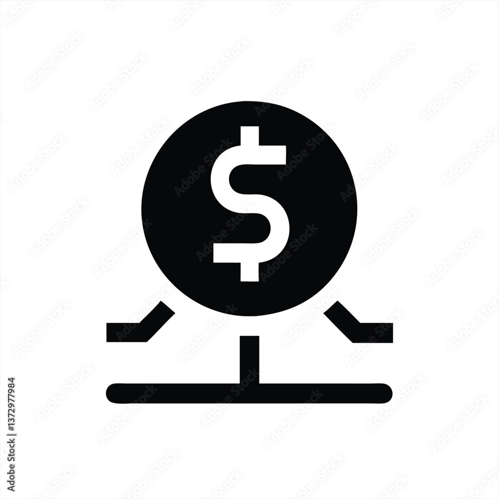 Vector illustration of a dollar symbol on a platform with balance Vector illustration of a dollar symbol on a platform with balance