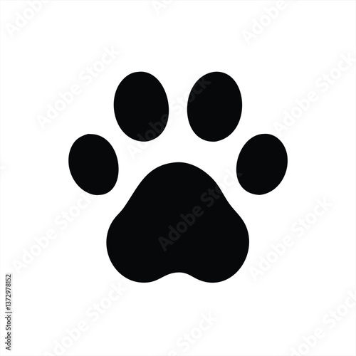 Black paw print vector illustration on a white background