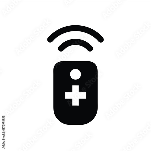Vector illustration of a remote control with signal waves above