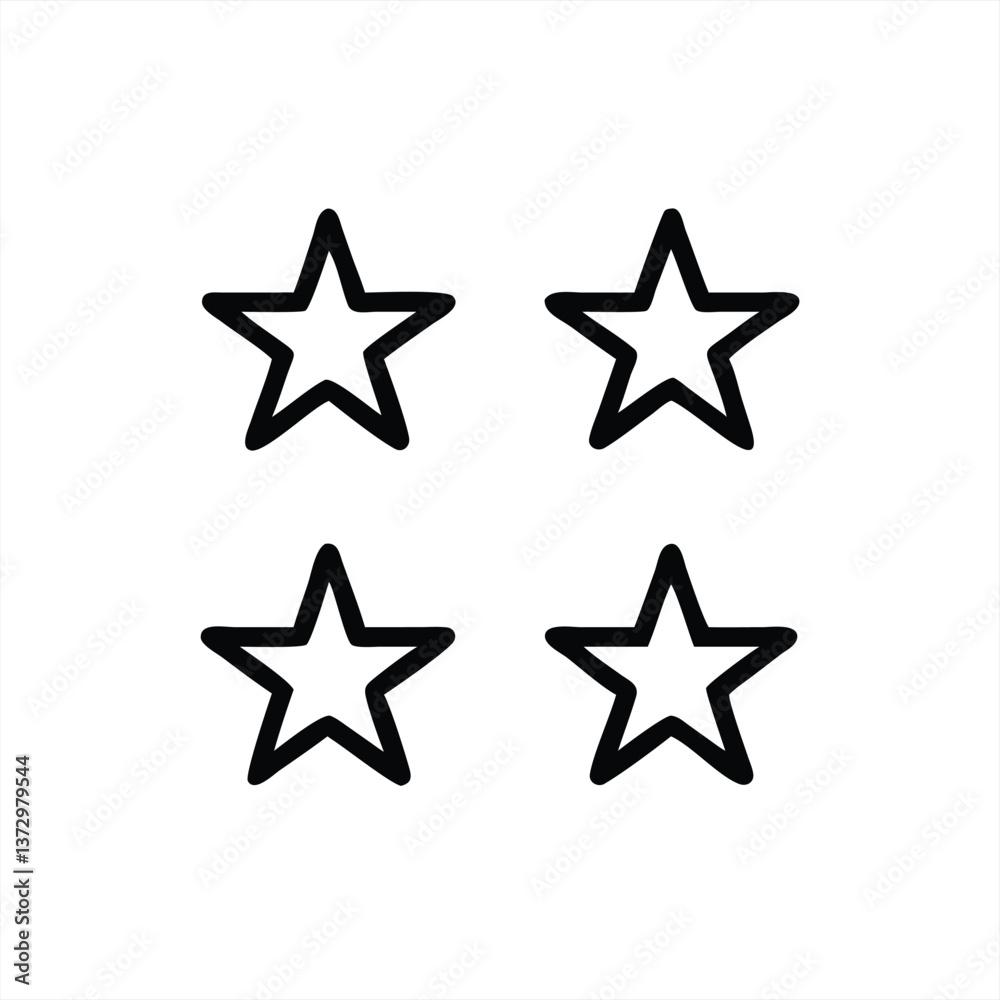 Vector illustration of four outlined stars on a white background Vector illustration of four outlined stars on a white background