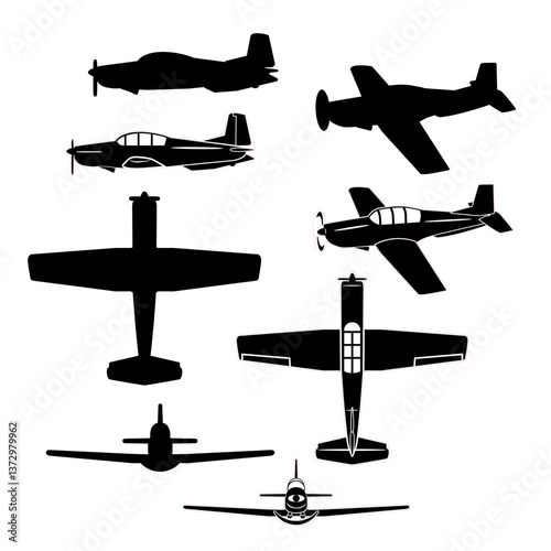 Small training airplane vector set for lasert and vinyl projects