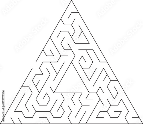Triangular Maze Puzzle Complex Labyrinth, Paths, and Solutions