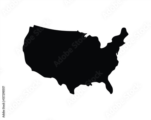 Outline of the United States in bold black vector style
