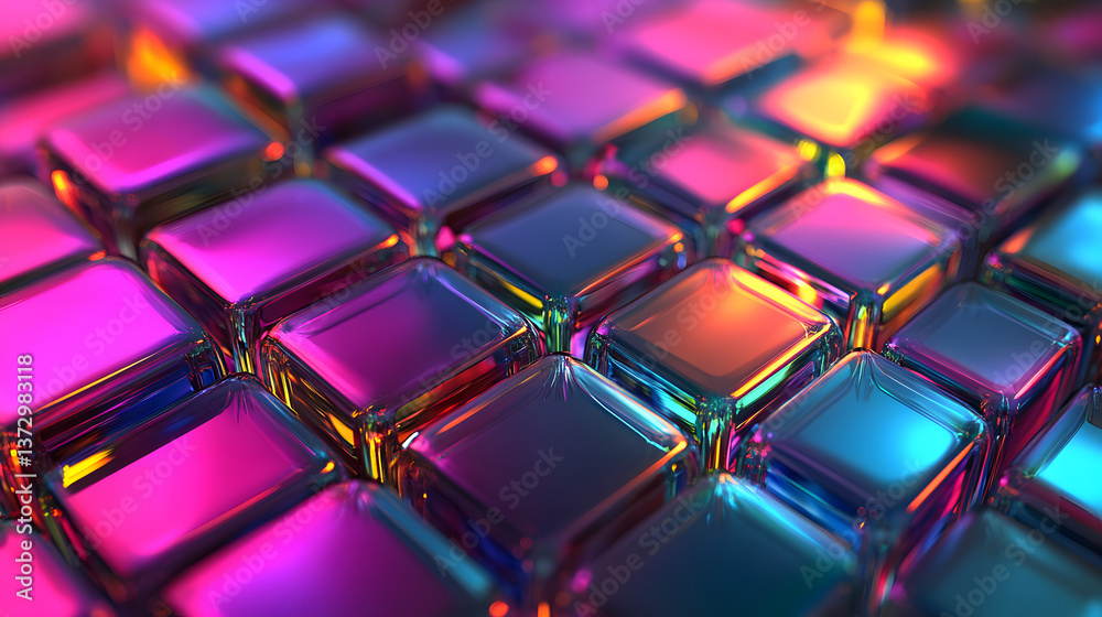 Abstract 3d background wallpaper with glass squares with colorful light emitter iridescent neon holographic gradient. Design visual element for banner header poster or cover. Abstract 3d background wallpaper with glass squares with colorful light emitter iridescent neon holographic gradient. Design visual element for banner header poster or cover.