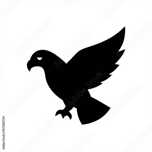 Elegant vector illustration of a black silhouette eagle in flight