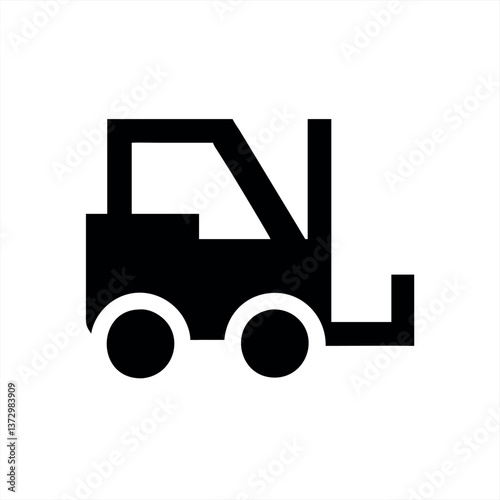 Black vector illustration of a forklift moving pallets indoors