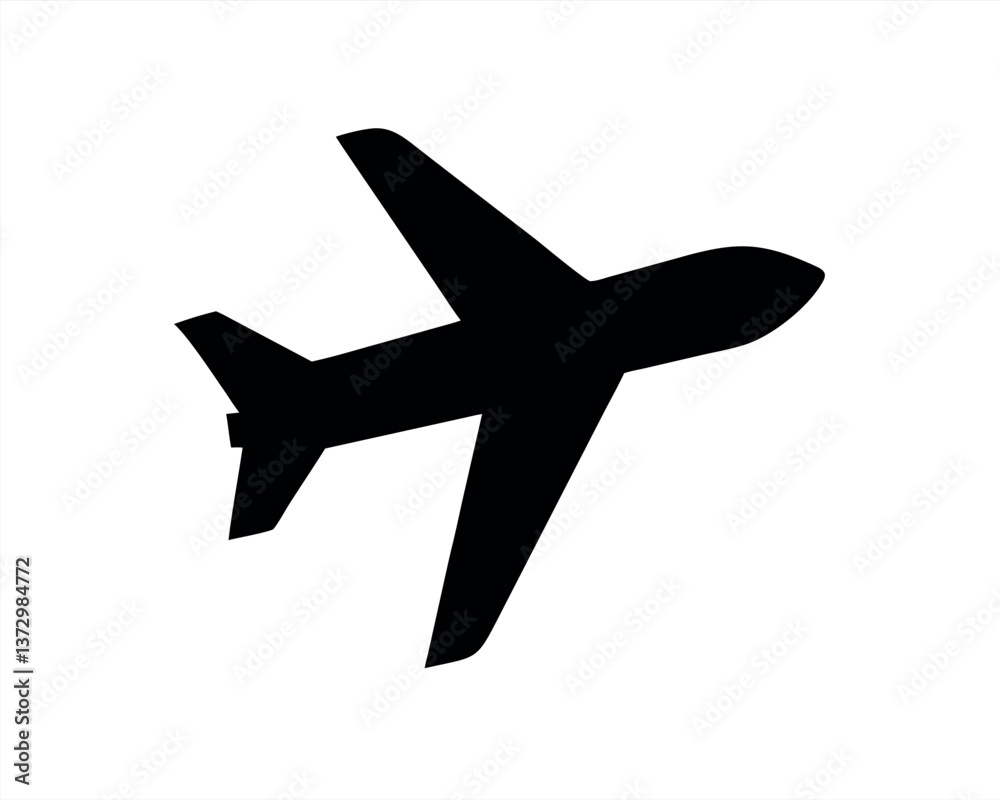Vector illustration of a silhouette of an airplane in flight