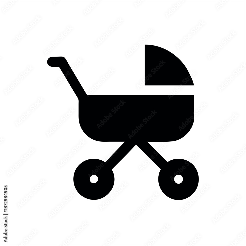 Stylish vector illustration of a baby stroller on a white background Stylish vector illustration of a baby stroller on a white background