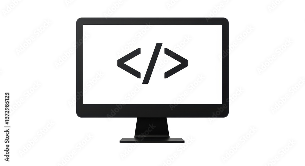 Isolated Coding Symbol on Monitor Isolated Coding Symbol on Monitor