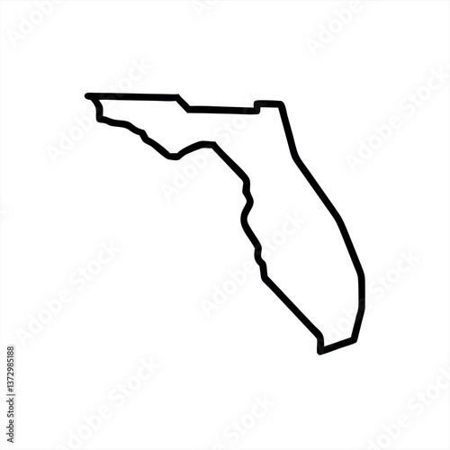 Outline of Florida state map in simple vector illustration