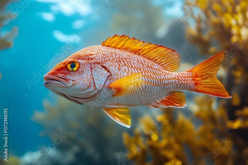 Northern red snapper swimming peacefully in the ocean