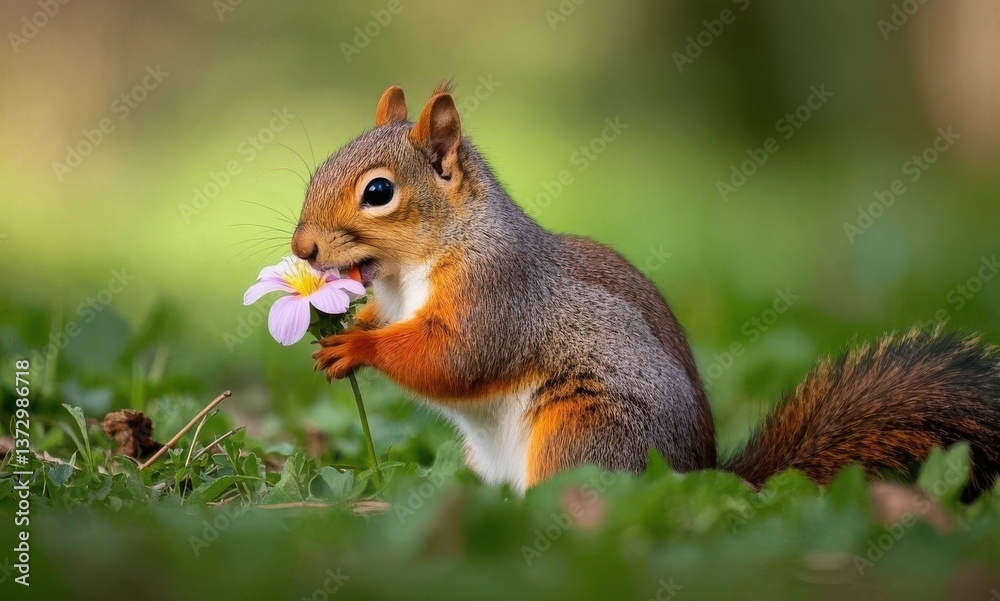 Squirrel with a flower Squirrel with a flower
