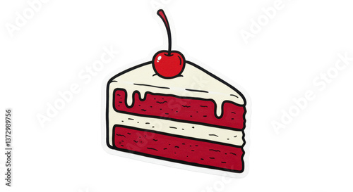 Isolated Red Velvet Cake Slice