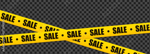 Sale Crossed Tape, Caution Discount Line, Yellow Line, increase sale design. Vector illustration