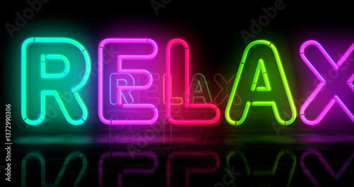 Obraz na płótnie Relax neon light 3d illustration w salonie