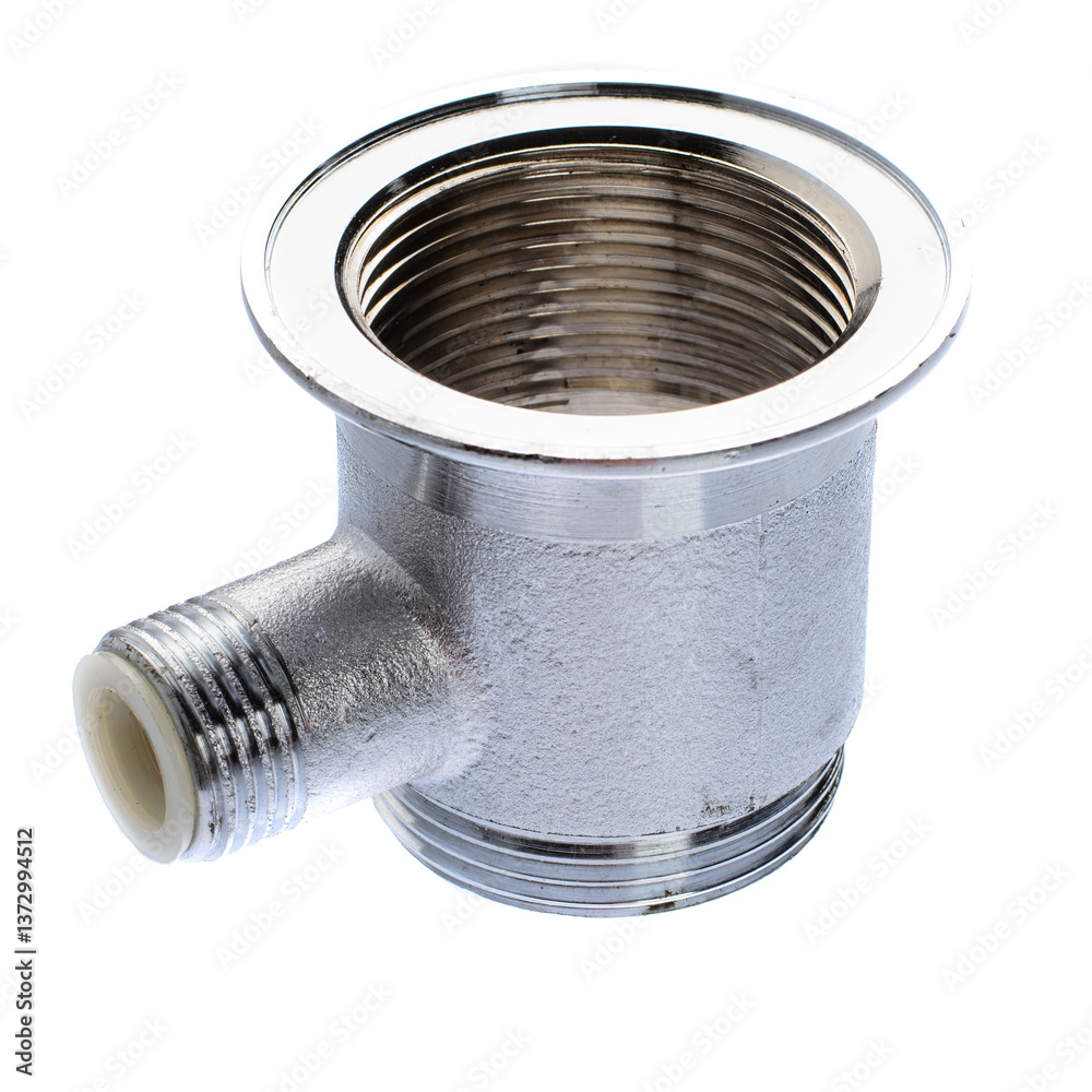 Chrome Drain Pipe Isolated on White