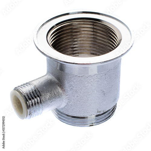 Obraz na płótnie Chrome Drain Pipe Isolated on White w salonie